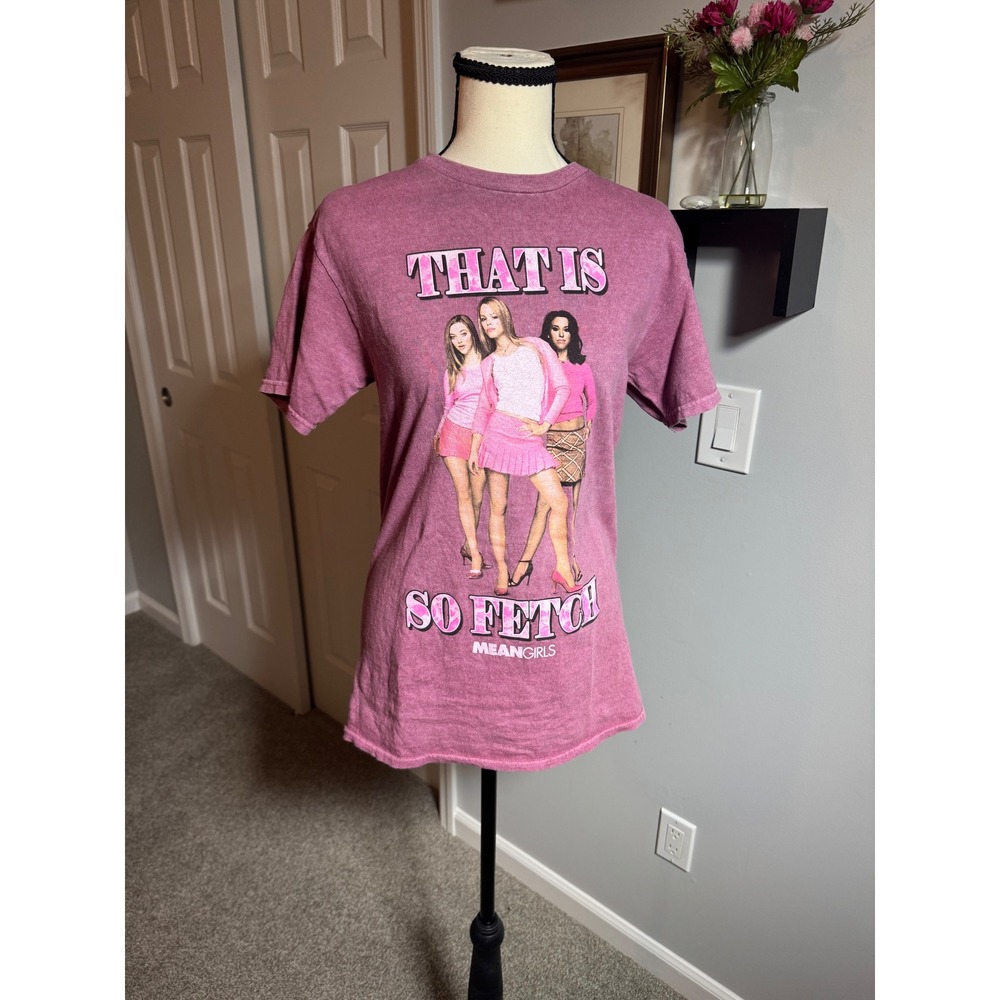 Mean Girls Y2K "That Is So Fetch" Graphic Tee Mauve Mineral Wash Pink Small S/P
